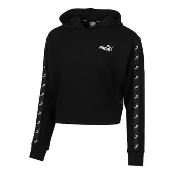 Толстовка amplified cropped tr hoodie 'black white' Puma, черный