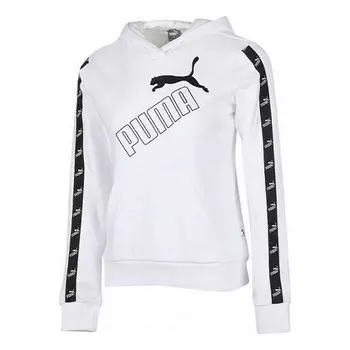 Толстовка amplified fleece hoodie 'white black' Puma, белый