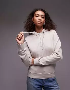 Толстовка ARKET с застежкой-молнией на четверть дюйма в каменном цвете