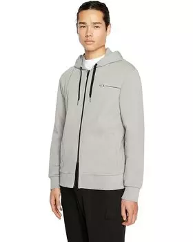 Толстовка Armani Exchange Cotton Zipper Logo, цвет Zinc