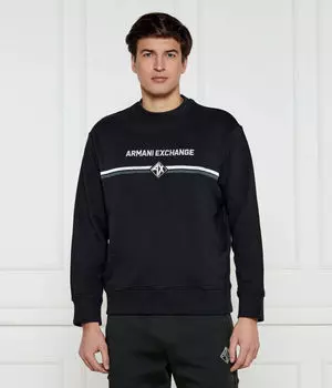 Толстовка Armani Exchange Regular Fit, черный / белый