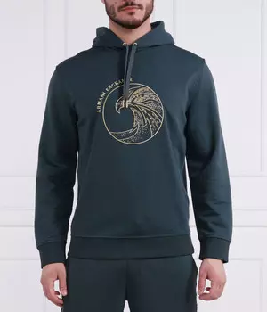Толстовка Armani Exchange Regular Fit, зеленый / золотой