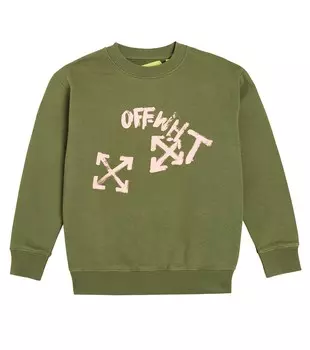 Толстовка arrows из хлопкового джерси Off-White Kids, зеленый