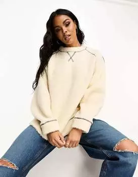 Толстовка ASOS borg с контрастной строчкой нейтрального цвета