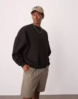 Толстовка ASOS DESIGN премиум-класса из плотной ткани экстремального размера плотностью 400 г/м черного цвета - ЧЕРНЫЙ