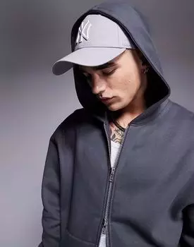 Толстовка ASOS DESIGN премиум-класса из плотной ткани свободного кроя с застежкой-молнией плотностью 400 г/м, цвет: черный