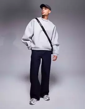 Толстовка ASOS DESIGN super oversize из плотного неопрена серого меланжевого цвета