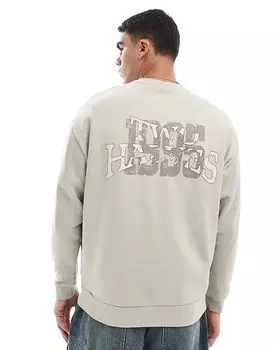Толстовка ASOS DESIGN свободного кроя в кремово-белом цвете с принтом на спине