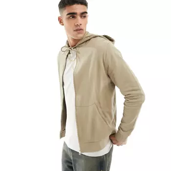 Толстовка Asos Design Zip Through, бежевый