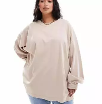 Толстовка Asos Edition Curve Premium-textured Knit Elongated, бежевый