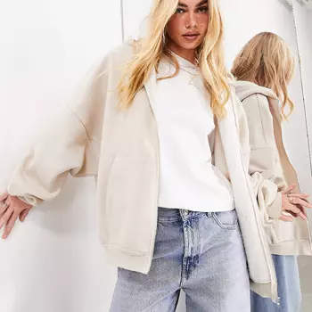 Толстовка Asos Edition Premium Oversized Heavy Weight Zip Through, бежевый