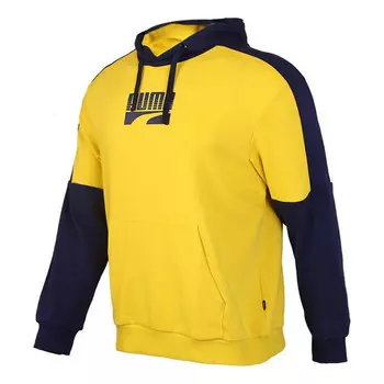 Толстовка athleisure casual sports loose breathable hooded knit pullover yellow Puma, желтый