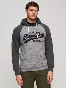 Толстовка Athletic Vintage с логотипом реглан Superdry, серо-угольный вереск