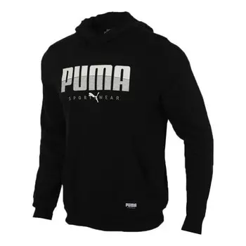 Толстовка athletics hoodie 'black white' Puma, черный