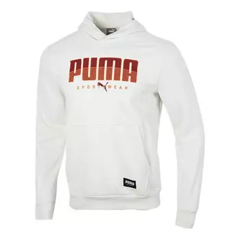 Толстовка athletics hoodie 'white orange' Puma, белый