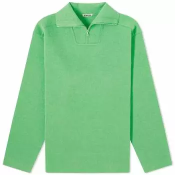 Толстовка Auralee Heavy Milano Quarter Zip, зеленый