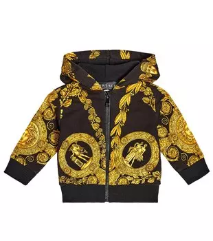 Толстовка baby maschera из хлопкового джерси в стиле барокко Versace Kids, черный