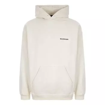 Толстовка back logo hoodie regular fit 'off white' Balenciaga, белый