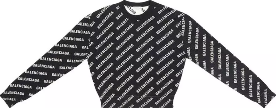 Толстовка Balenciaga All Over Logo Crewneck 'Black/White', черный