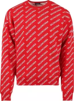 Толстовка Balenciaga All Over Logo Crewneck 'Red/White', красный