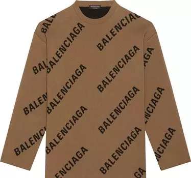 Толстовка Balenciaga Allover Logo Crewneck 'Black', черный