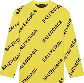 Толстовка Balenciaga Allover Logo Crewneck 'Yellow/Black', желтый