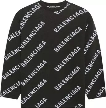 Толстовка Balenciaga Allover Logo Crewneck 'Khaki/White', зеленый