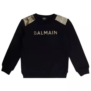 Толстовка Balmain Kids Logo Printed Crewneck Sweatshirt, черный