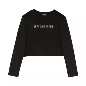 Толстовка Balmain Kids Stud Embellished Crewneck Sweatshirt, черный