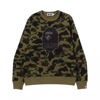 Толстовка BAPE 1st Camo Pattern Ape Head Crewneck, зеленый