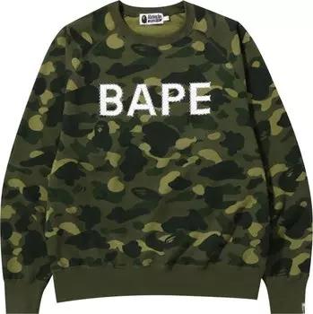 Толстовка BAPE Color Camo Crystal Stone Relaxed Fit Crewneck 'Green', зеленый