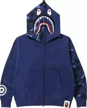 Толстовка Bape Color Camo Giant Shark Loose Fit Full Zip, синий