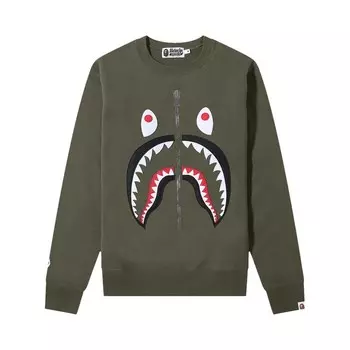 Толстовка BAPE Patched Shark Crewneck, зеленый