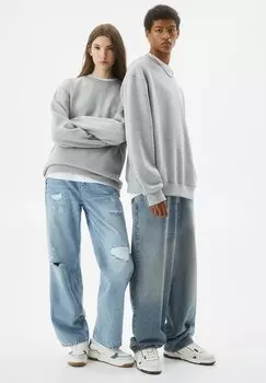 Толстовка Basic Colored Round Neck PULL&BEAR, цвет grey
