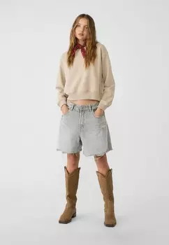 Толстовка BASIC ROUND NECK Stradivarius, цвет Stone