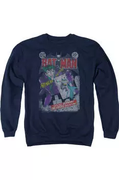 Толстовка Batman #251 с круглым вырезом для взрослых с эффектом потертости Gildan, темно-синий