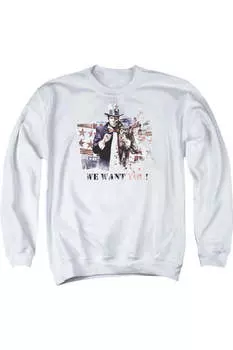 Толстовка Batman Arkham City We Want You для взрослых с круглым вырезом Gildan, белый