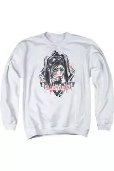 Толстовка Batman Arkham Knight Sugar Quinn для взрослых с круглым вырезом Gildan, белый