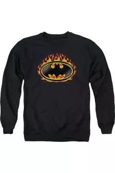 Толстовка Batman Bat Flames Shield для взрослых с круглым вырезом Gildan, черный