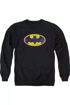 Толстовка Batman Bm Neon Distress Logo для взрослых с круглым вырезом Gildan, черный