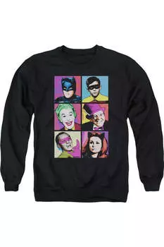 Толстовка Batman Classic Tv Pop Cast для взрослых с круглым вырезом Gildan, черный