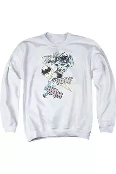 Толстовка Batman Halftone Swing для взрослых с круглым вырезом Gildan, белый