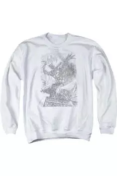 Толстовка Batman Pencil Batarang Throw для взрослых с круглым вырезом Gildan, белый