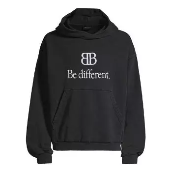 Толстовка bb be different popover hoodie 'black white' Balenciaga, черный