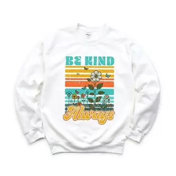 Толстовка Be Kind Always с цветами Simply Sage Market, белый