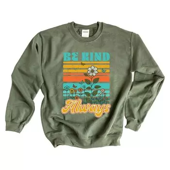 Толстовка Be Kind Always с цветами Simply Sage Market, цвет Military