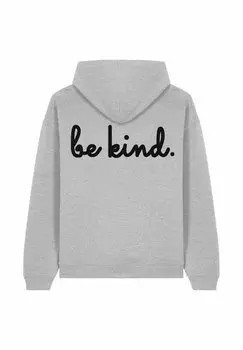 Толстовка BE KIND BACK EMBROIDERY UNISEX - Hoodie Mira Paris, пятнистый серый