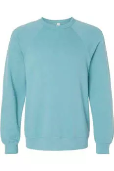 Толстовка BELLA + CANVAS из флисовой губки с круглым вырезом и рукавами реглан, цвет heather blue lagoon