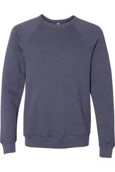 Толстовка BELLA + CANVAS из флисовой губки с круглым вырезом и рукавами реглан, цвет heather navy