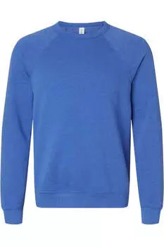 Толстовка BELLA + CANVAS из флисовой губки с круглым вырезом и рукавами реглан, цвет heather true royal